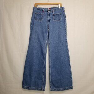 tommy hilfiger jeans hipster wide leg vintage denim flare size 11 flared 2001